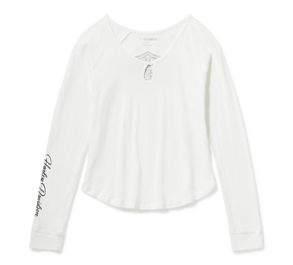 Harley-Davidson® Women's Essential Bling Keyhole Henley - White
