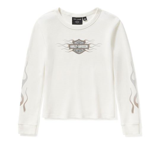 Harley-Davidson® Women's Vintage Flames Knit Top - Cloud Dancer
