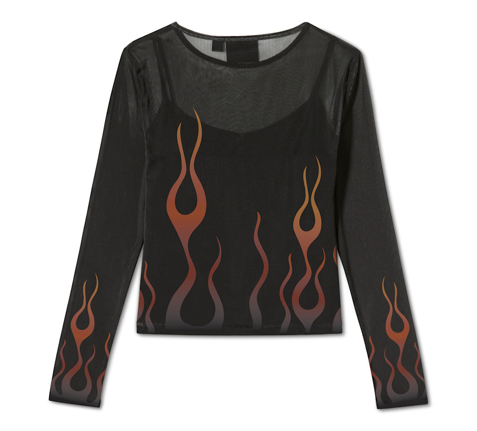 Harley-Davidson® Women's Flames For Days Mesh Top - Harley Black