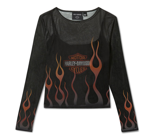 Harley-Davidson® Women's Flames For Days Mesh Top - Harley Black