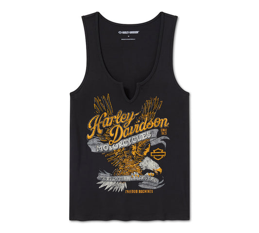 Harley-Davidson® Women's Bling Live to Ride Notch Neck Tank - Harley Black