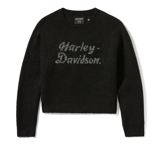 Harley-Davidson® Women's Metallic Script Intarsia Sweater