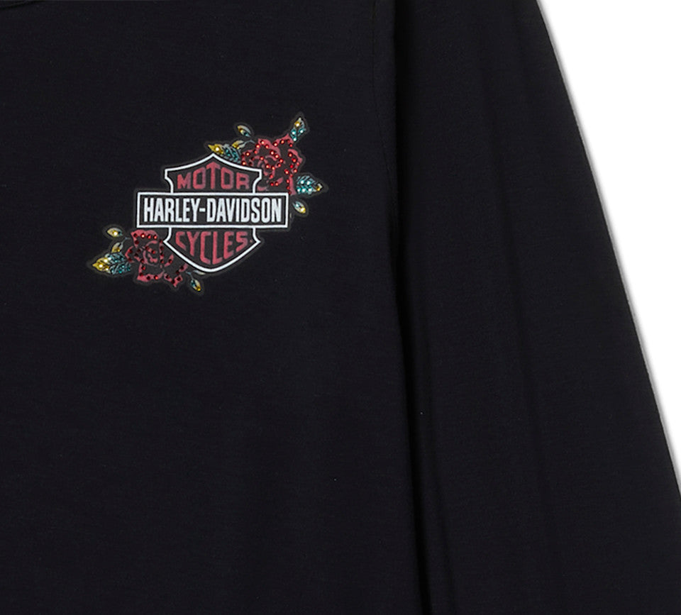 Harley-Davidson® Women's Serpent Rose Bling Top - Harley Black