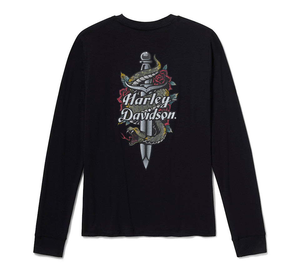 Harley-Davidson® Women's Serpent Rose Bling Top - Harley Black