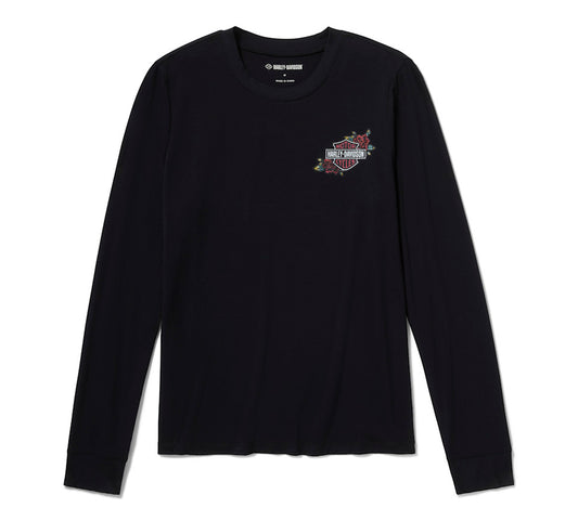 Harley-Davidson® Women's Serpent Rose Bling Top - Harley Black