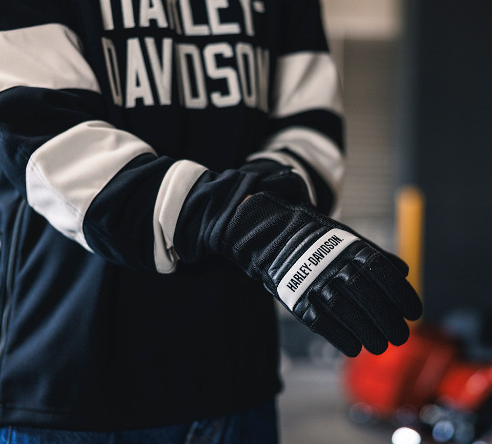 Harley-Davidson® Men's H-D Dyna Knit Riding Gloves - Harley Black & Bright White