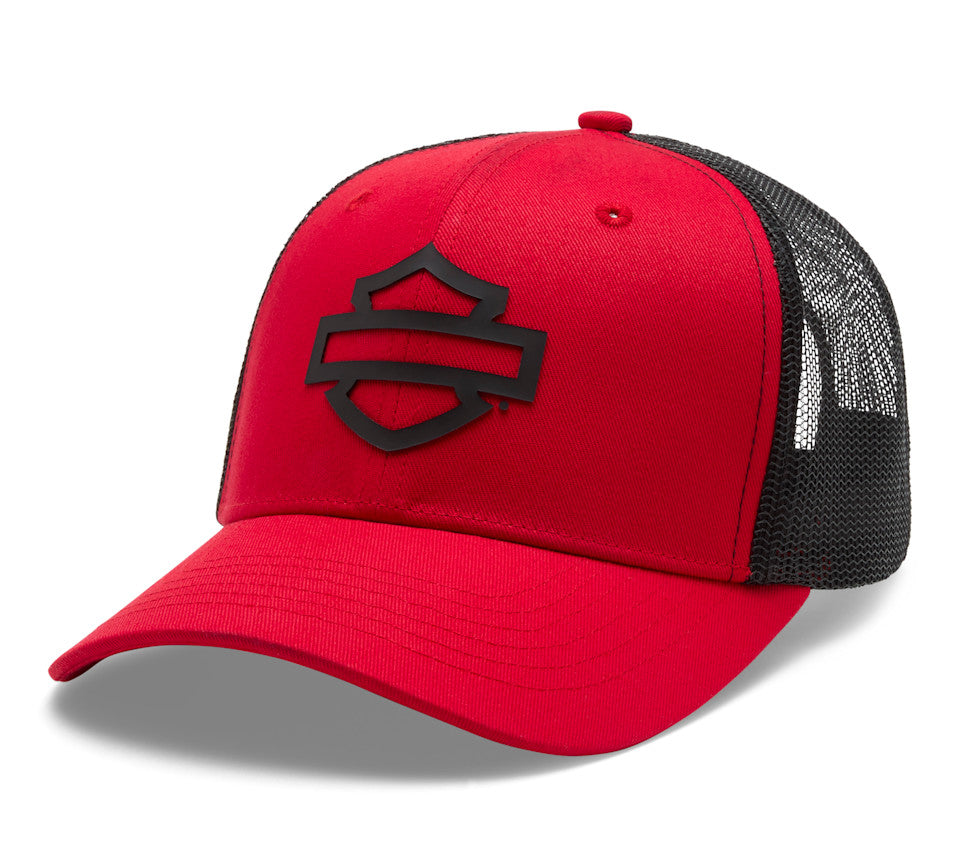 Harley-Davidson® Men's Logo Colorblock Adjustable Trucker Cap - Hot Rod Red