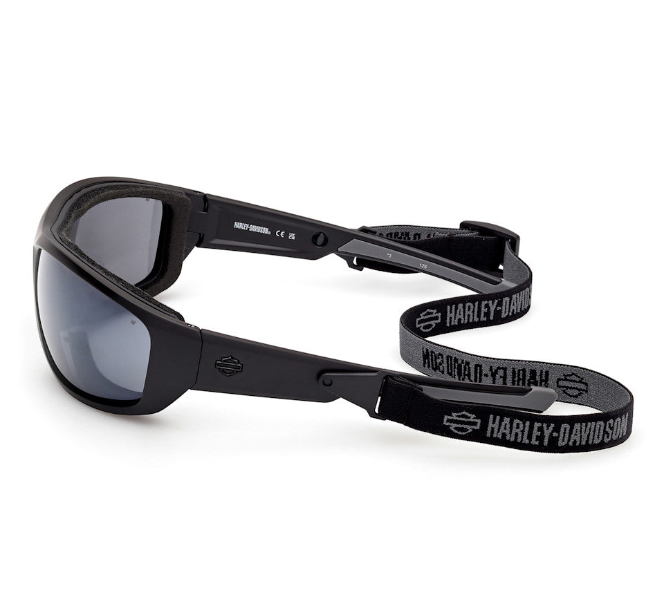 Harley-Davidson® Men's Blaze Ace 2.0 Sunglasses w/ Headstrap - Matte Black Frames - Silver Mirror Lens