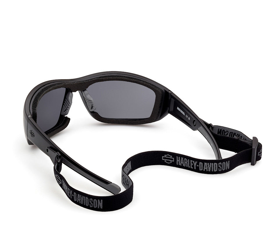 Harley-Davidson® Men's Blaze Ace 2.0 Sunglasses w/ Headstrap - Matte Black Frames - Silver Mirror Lens