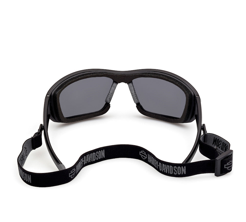 Harley-Davidson® Men's Blaze Ace 2.0 Sunglasses w/ Headstrap - Matte Black Frames - Silver Mirror Lens