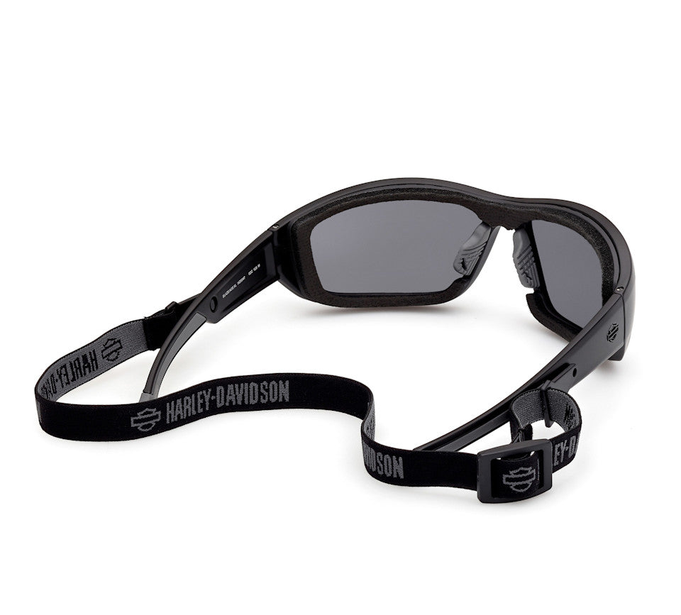 Harley-Davidson® Men's Blaze Ace 2.0 Sunglasses w/ Headstrap - Matte Black Frames - Silver Mirror Lens