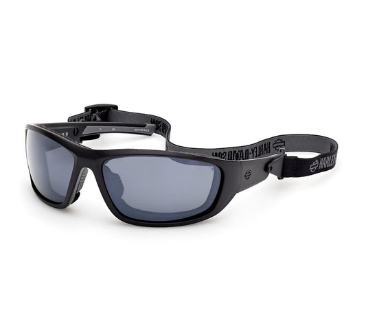 Harley-Davidson® Men's Blaze Ace 2.0 Sunglasses w/ Headstrap - Matte Black Frames - Silver Mirror Lens