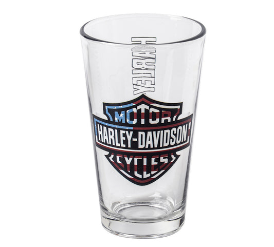 Harley-Davidson® Americana Two-Sided Patriotic Bar & Shield Pint Glass