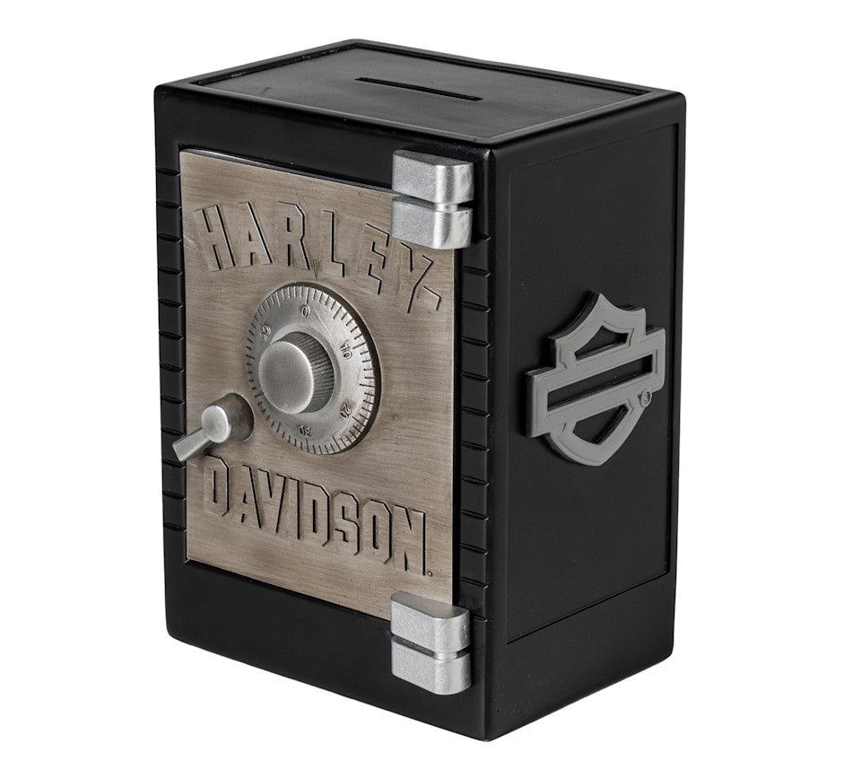 Harley-Davidson® H-D Open Bar & Shield Safe Piggy Bank - Black & Metallic Silver