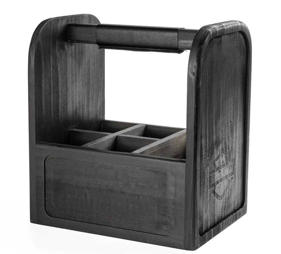 Harley-Davidson® Open Bar & Shield Wooden Picnic Caddy w/ Dividers