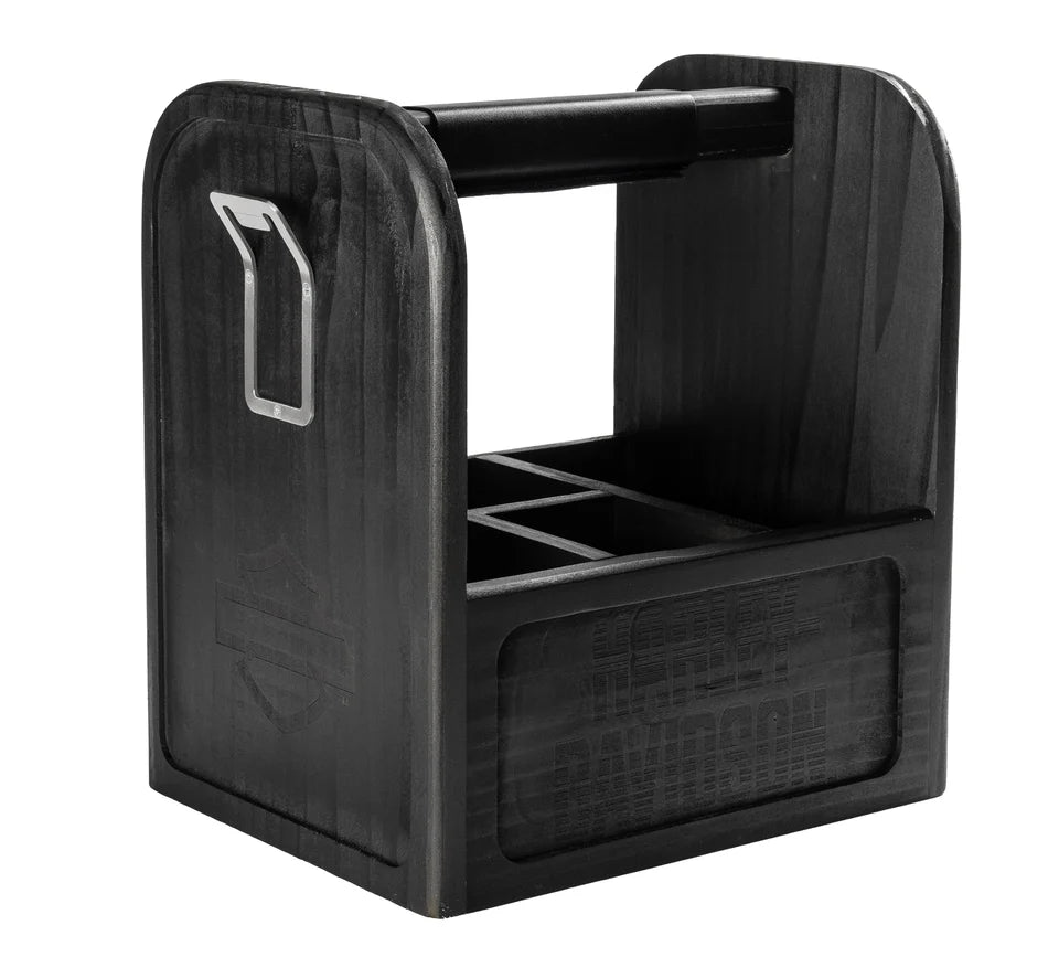 Harley-Davidson® Open Bar & Shield Wooden Picnic Caddy w/ Dividers