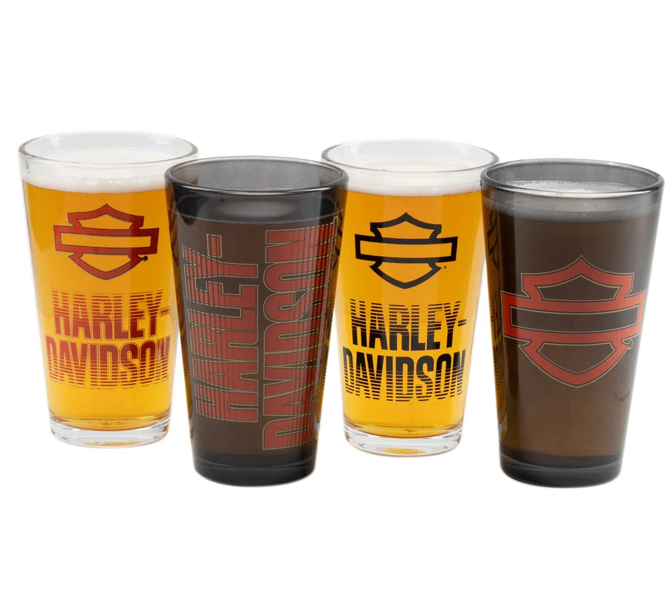 Harley-Davidson® 16 oz. Open Bar & Shield Fade Pint Glass Set - Set of Four
