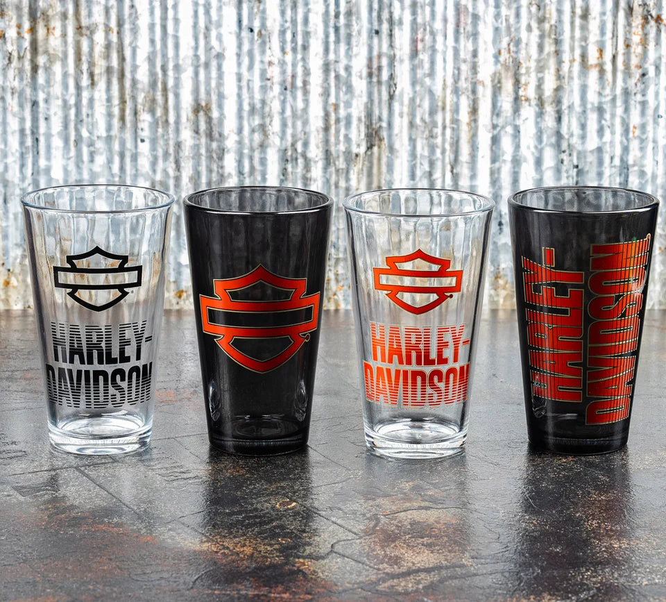 Harley-Davidson® 16 oz. Open Bar & Shield Fade Pint Glass Set - Set of Four