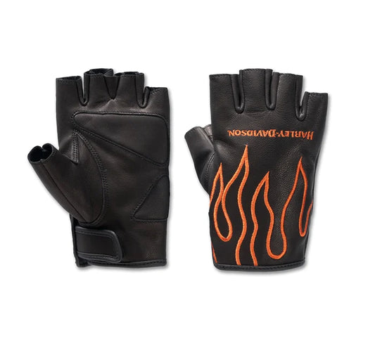 Harley-Davidson® Women's Ignite Fingerless Leather Gloves - Harley Black & Vintage Orange