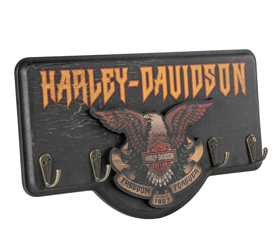 Harley-Davidson® Distressed Hard Rock Eagle Graphic Wooden Key Rack