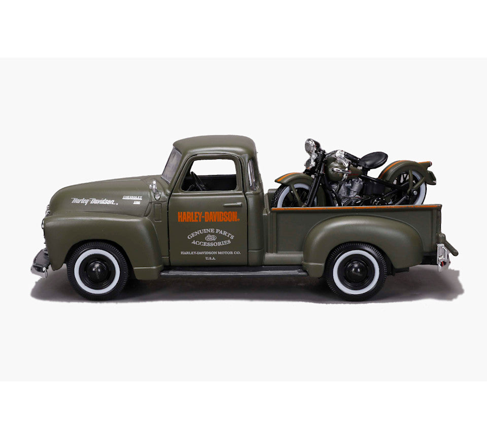 Harley-Davidson® Diecast 1:24 1950 Chevrolet 3100 & 1936 EL Knucklehead