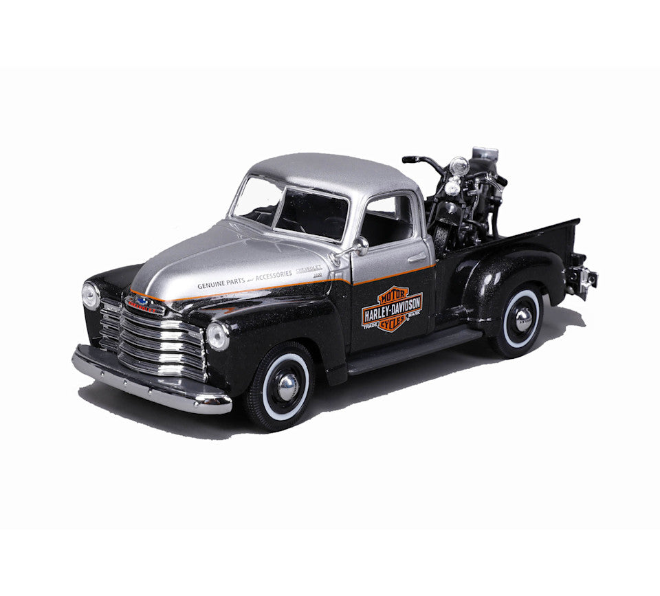 Harley-Davidson® Diecast 1:24 1950 Chevrolet 3100 & 1948 FL Panhead