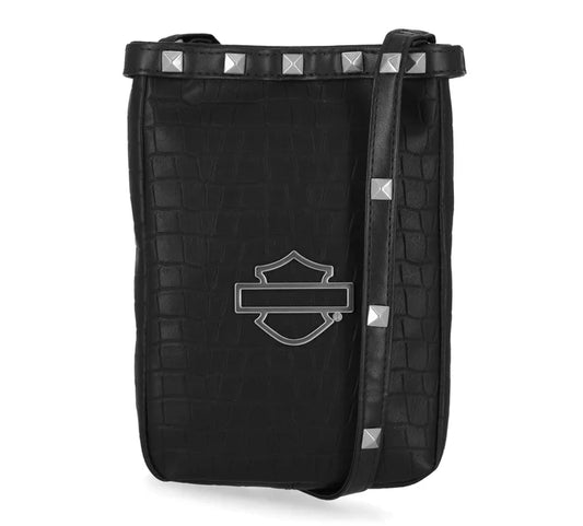Harley-Davidson® Croco Stud Crossbody Bag - Black