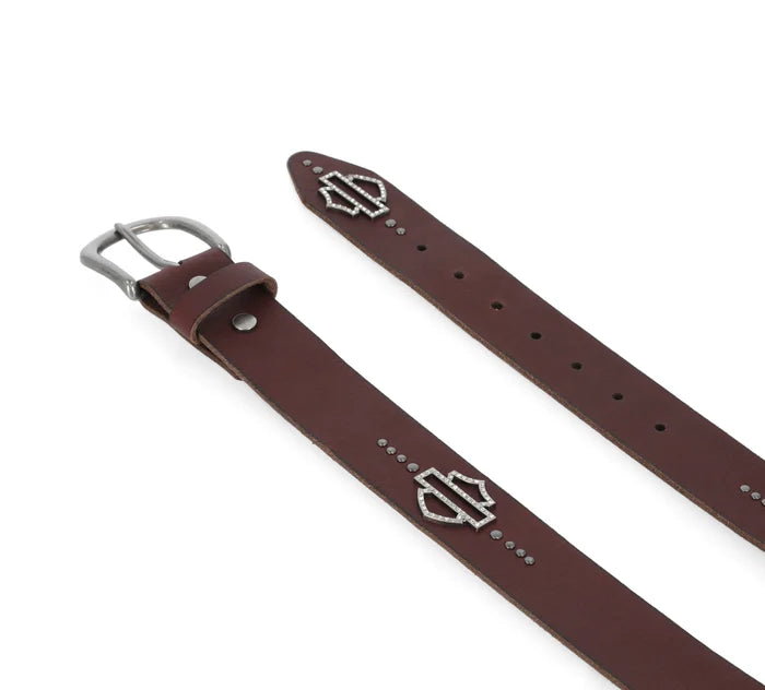 Harley-Davidson® Open Bar & Shield Quad Stud Belt - Brown