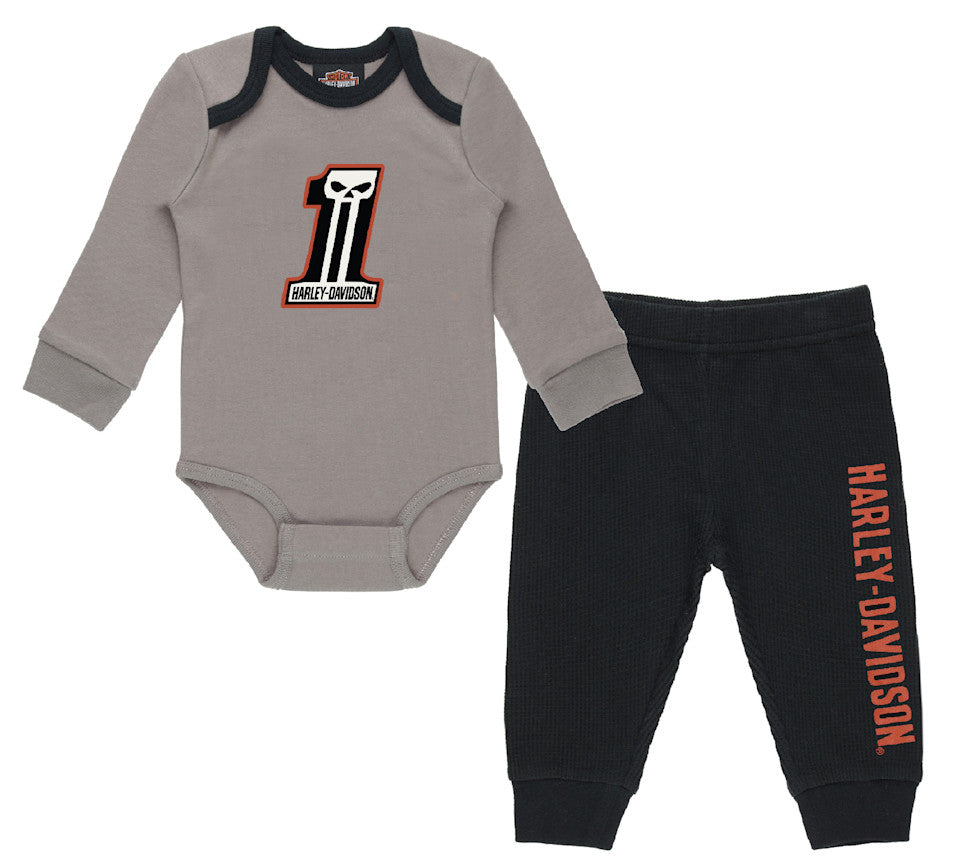 Harley-Davidson® Girls #1 Willie G Skull Creeper & Thermal Pant Set