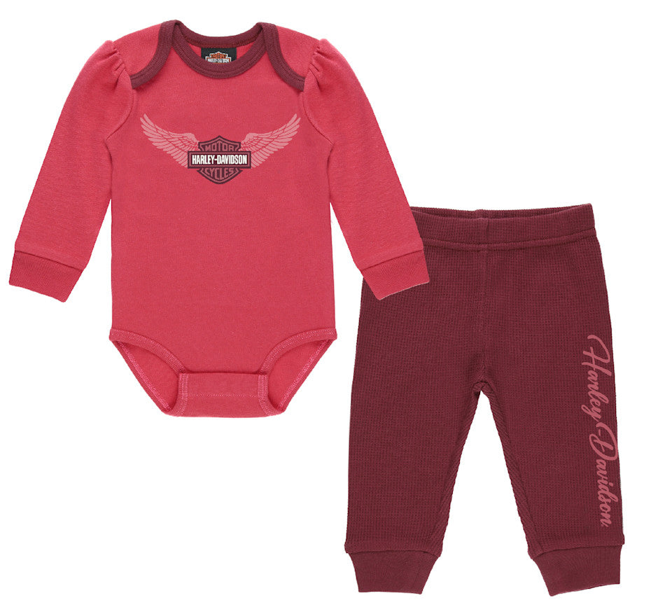 Harley-Davidson® Girls Bar & Shield Wings Creeper & Thermal Pant Set