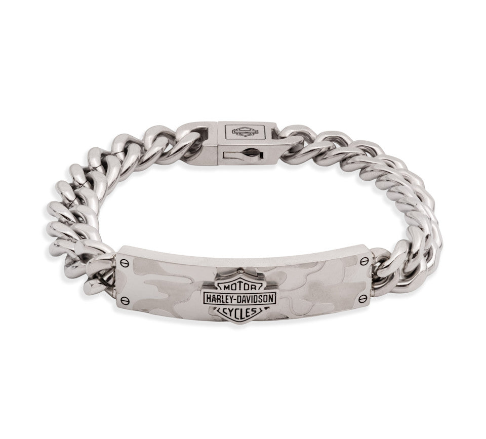 Harley-Davidson® Men's Bar & Shield Camo Curb Link Bracelet