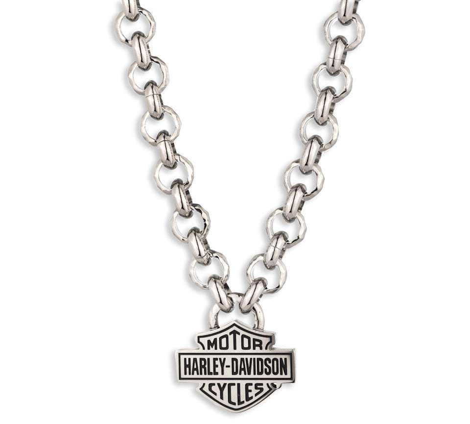 Harley-Davidson® Men's 26" Bar & Shield Thick Link Chain Necklace