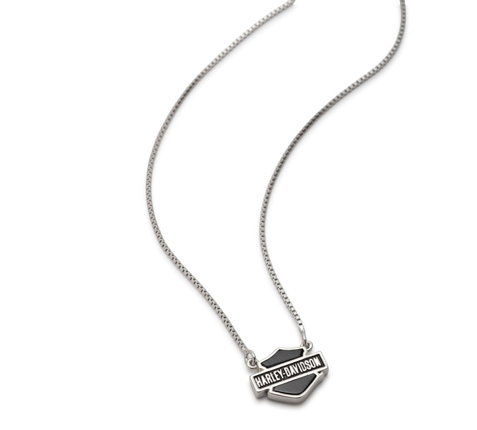 Harley-Davidson® Women's 16" Onyx Bar & Shield Logo Necklace