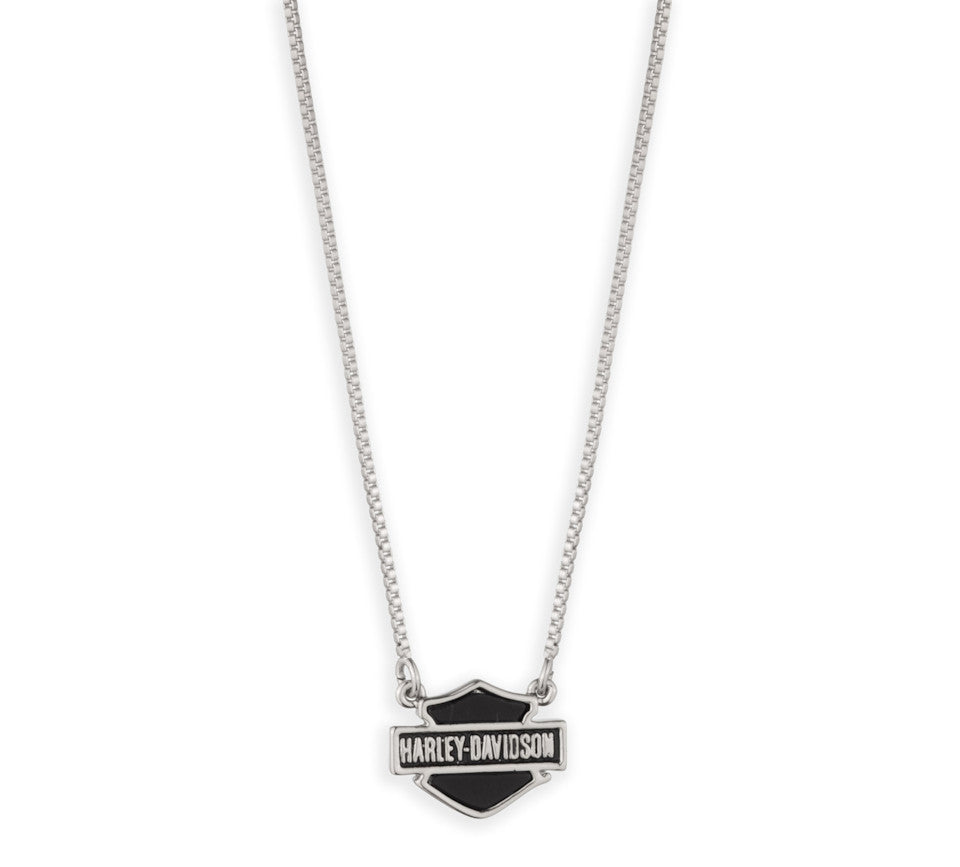 Harley-Davidson® Women's 16" Onyx Bar & Shield Logo Necklace