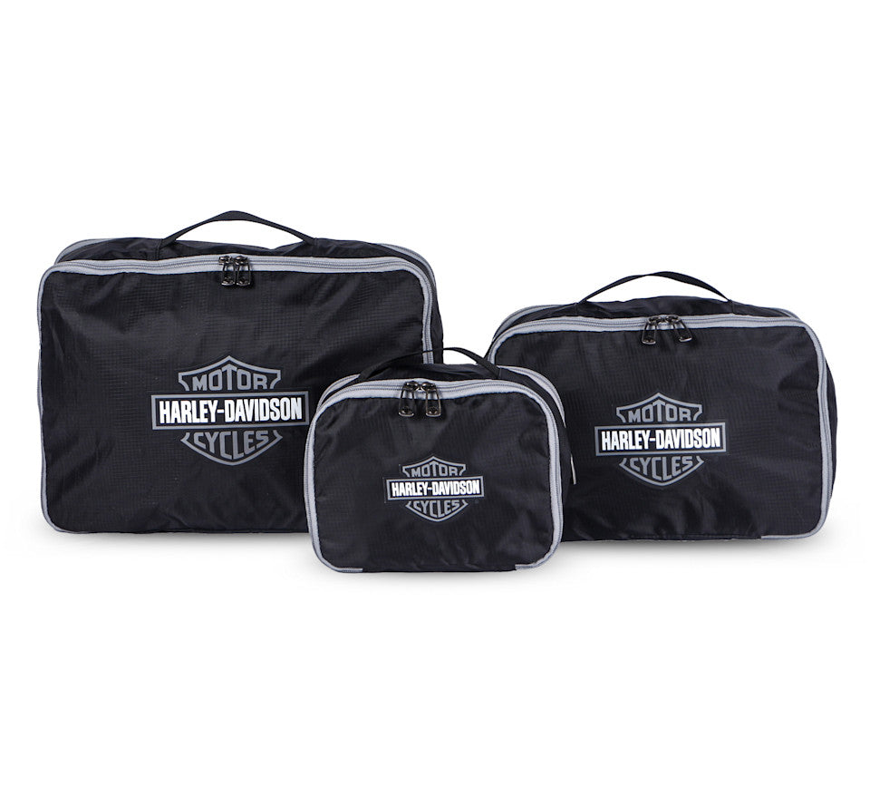 Harley-Davidson® 3 Piece Expandable Packing Cube Set - Grey/Black