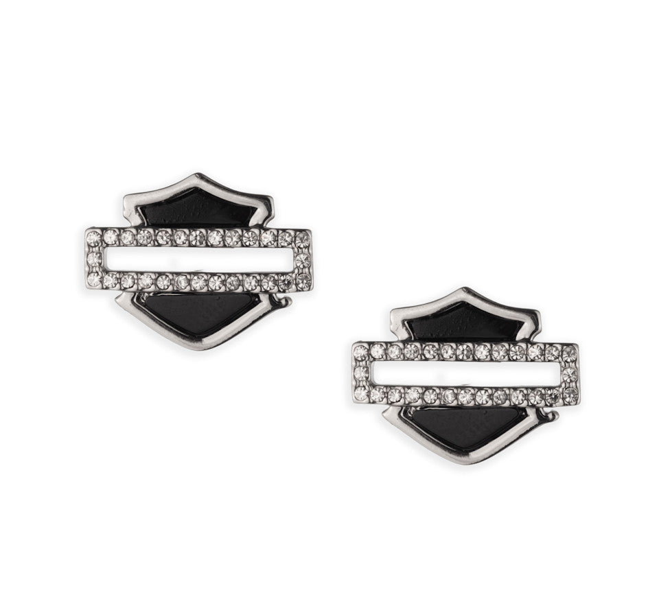 Harley-Davidson® Women's Onyx Bar & Shield Stud Earrings