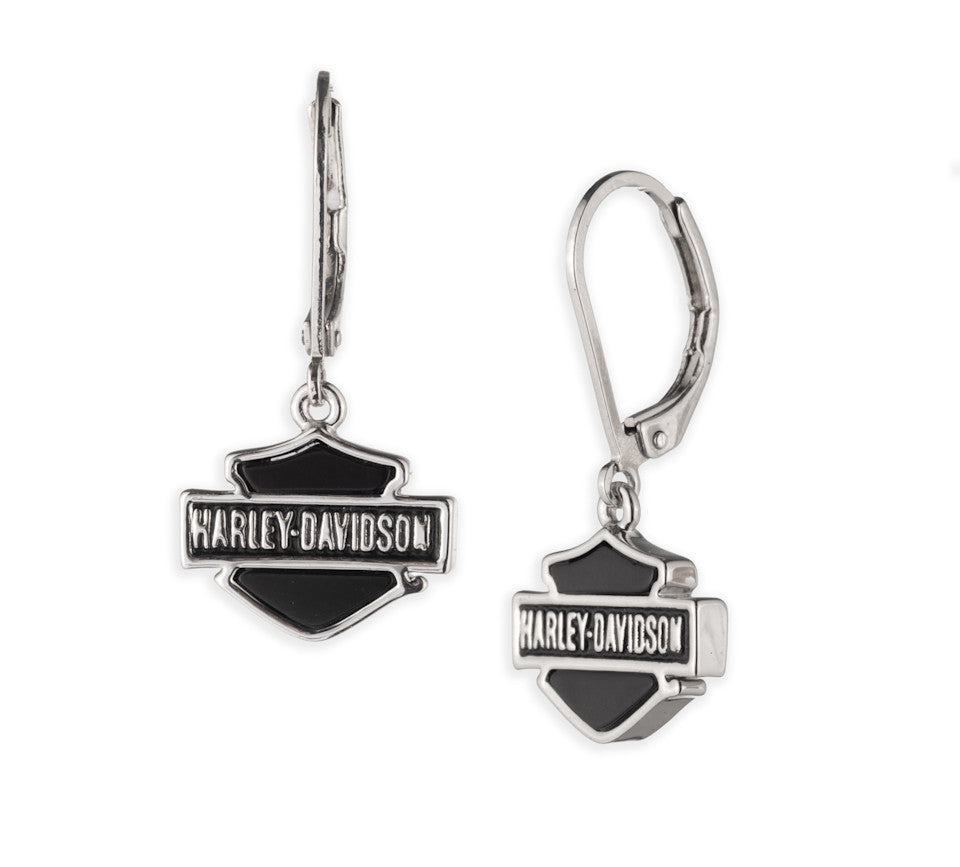 Harley-Davidson® Women's Onyx Logo Drop Earrings