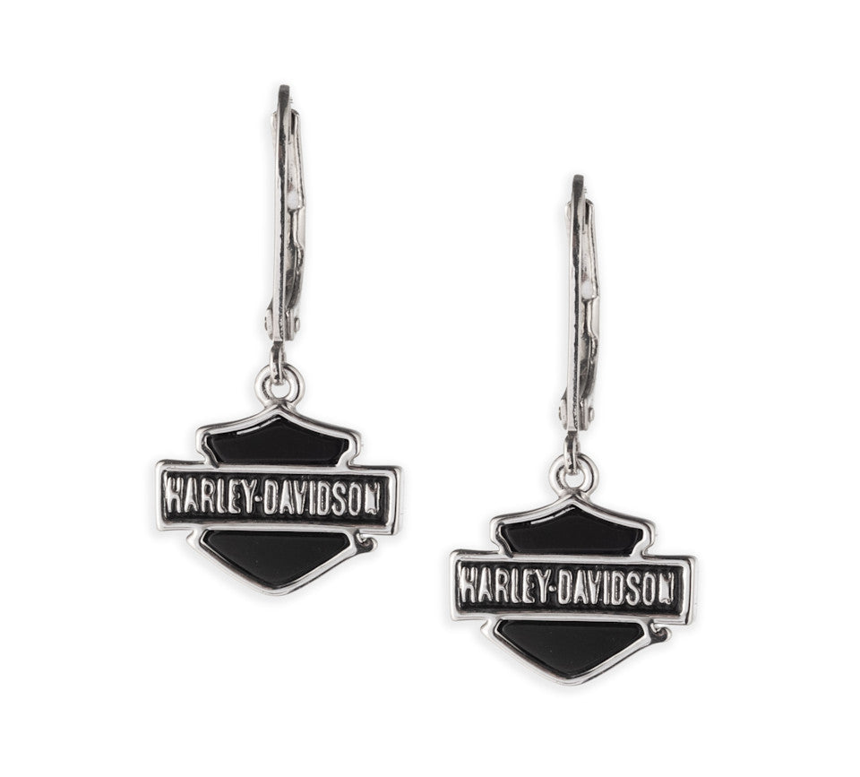 Harley-Davidson® Women's Onyx Logo Drop Earrings