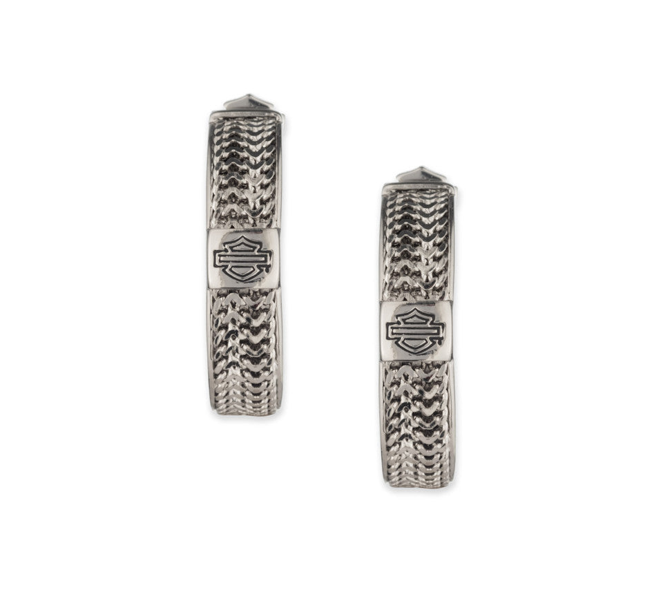 Harley-Davidson® Women's Curb Logo Chain Hoop Earrings