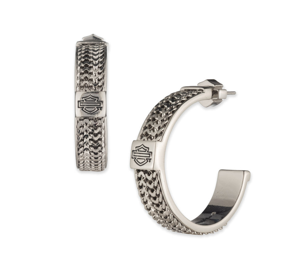 Harley-Davidson® Women's Curb Logo Chain Hoop Earrings