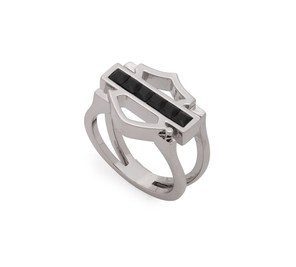 Harley-Davidson® Women's Black Stone Bar & Shield Ring