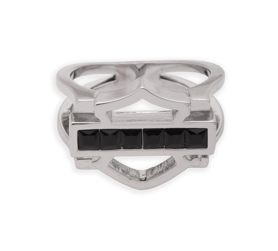 Harley-Davidson® Women's Black Stone Bar & Shield Ring