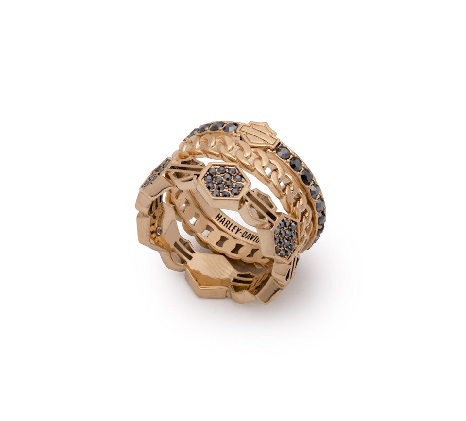 Harley-Davidson® Women's Bar & Shield Triple Stack Ring Set