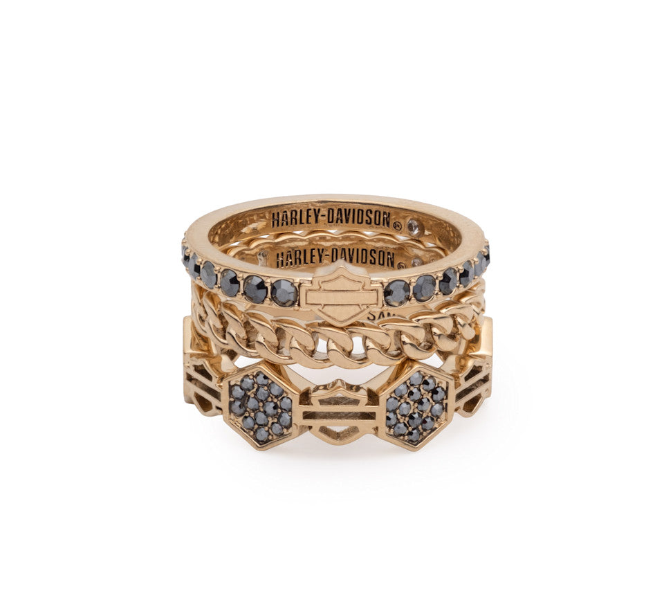Harley-Davidson® Women's Bar & Shield Triple Stack Ring Set