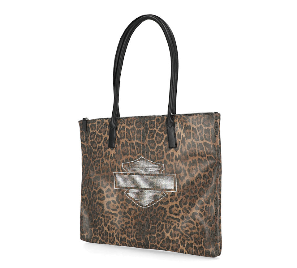 Harley-Davidson® Leopard Rhinestone Flat Tote Bag