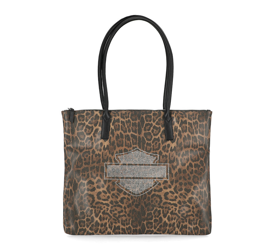 Harley-Davidson® Leopard Rhinestone Flat Tote Bag