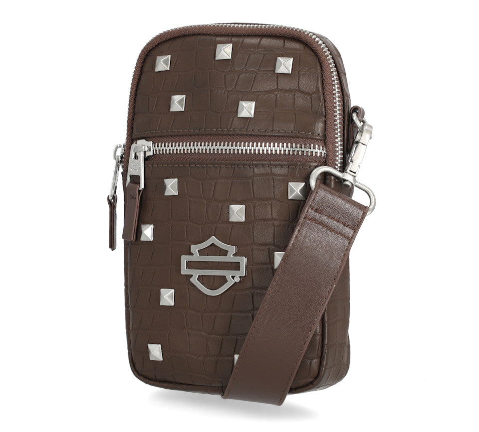 Harley-Davidson® Croco Crossbody Bag - Brown