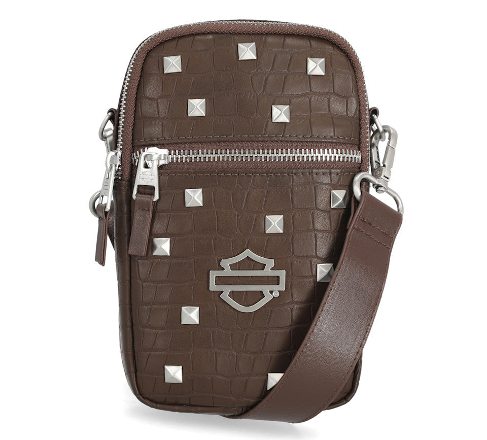 Harley-Davidson® Croco Crossbody Bag - Brown