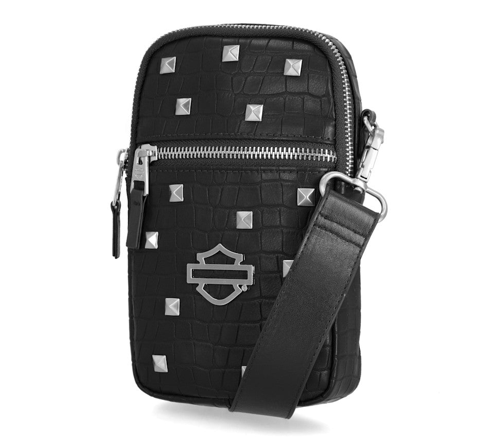 Harley-Davidson® Croco Crossbody Bag - Black