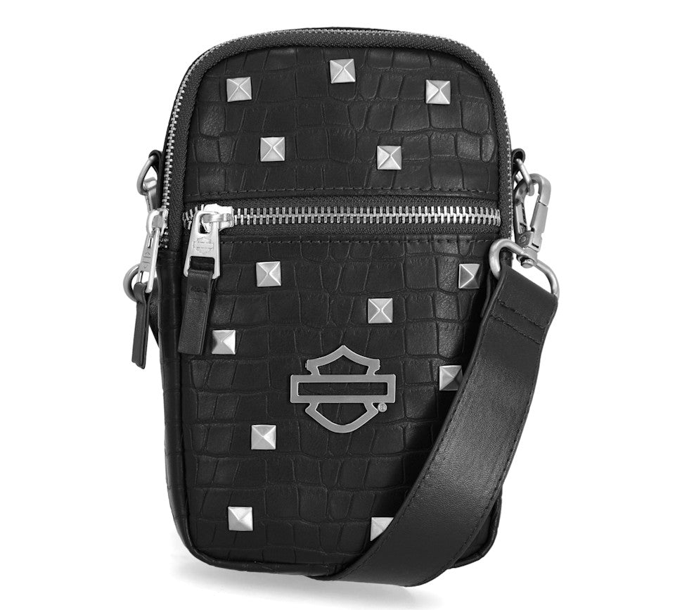 Harley-Davidson® Croco Crossbody Bag - Black